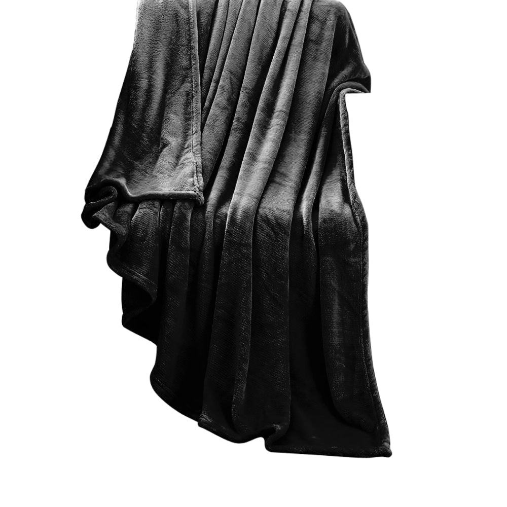 DreamZ 320GSM 220x240cm Ultra Soft Mink Blanket Warm Throw in Black Colour Fast shipping On sale