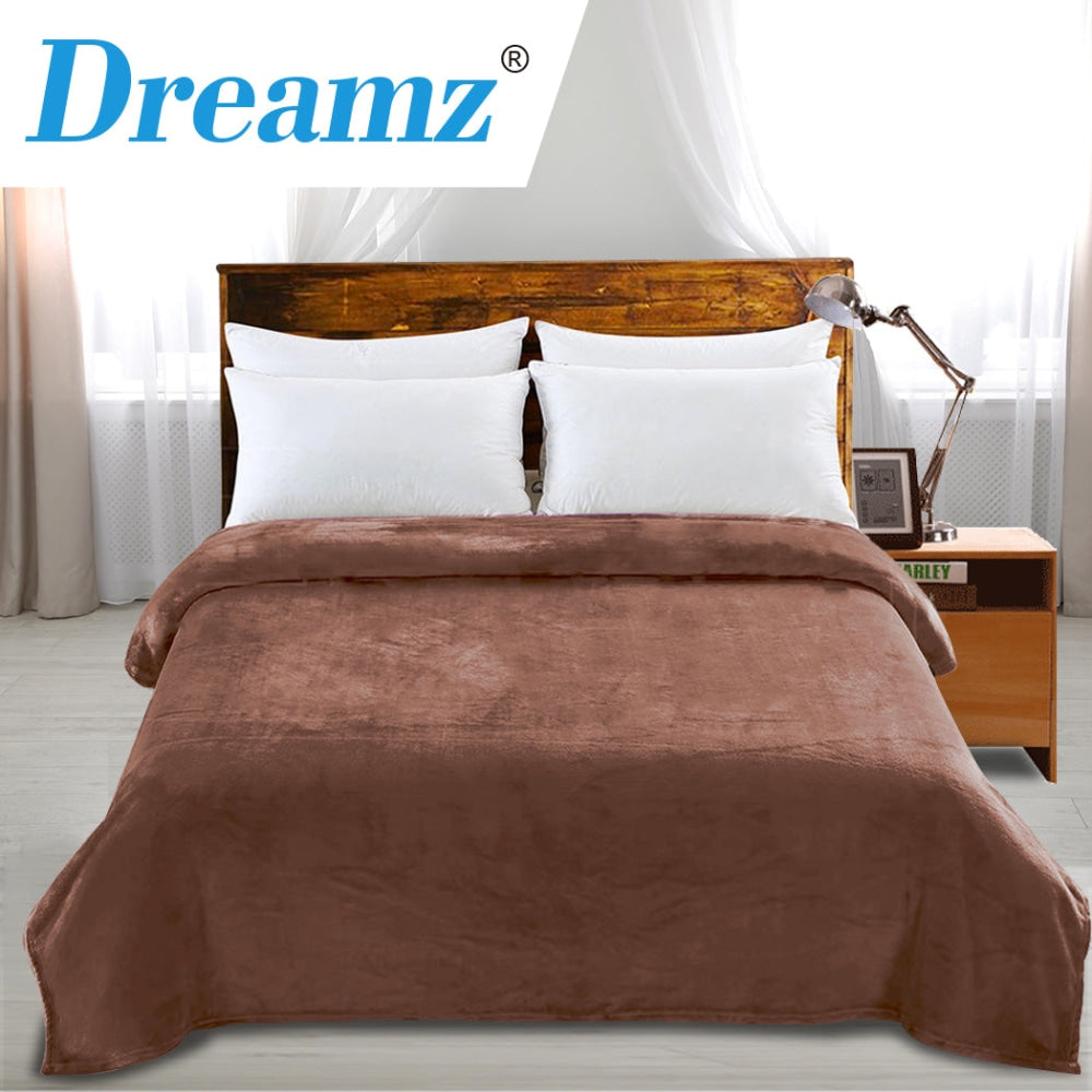 DreamZ 320GSM 220x240cm Ultra Soft Mink Blanket Warm Throw in Colour Fast shipping On sale