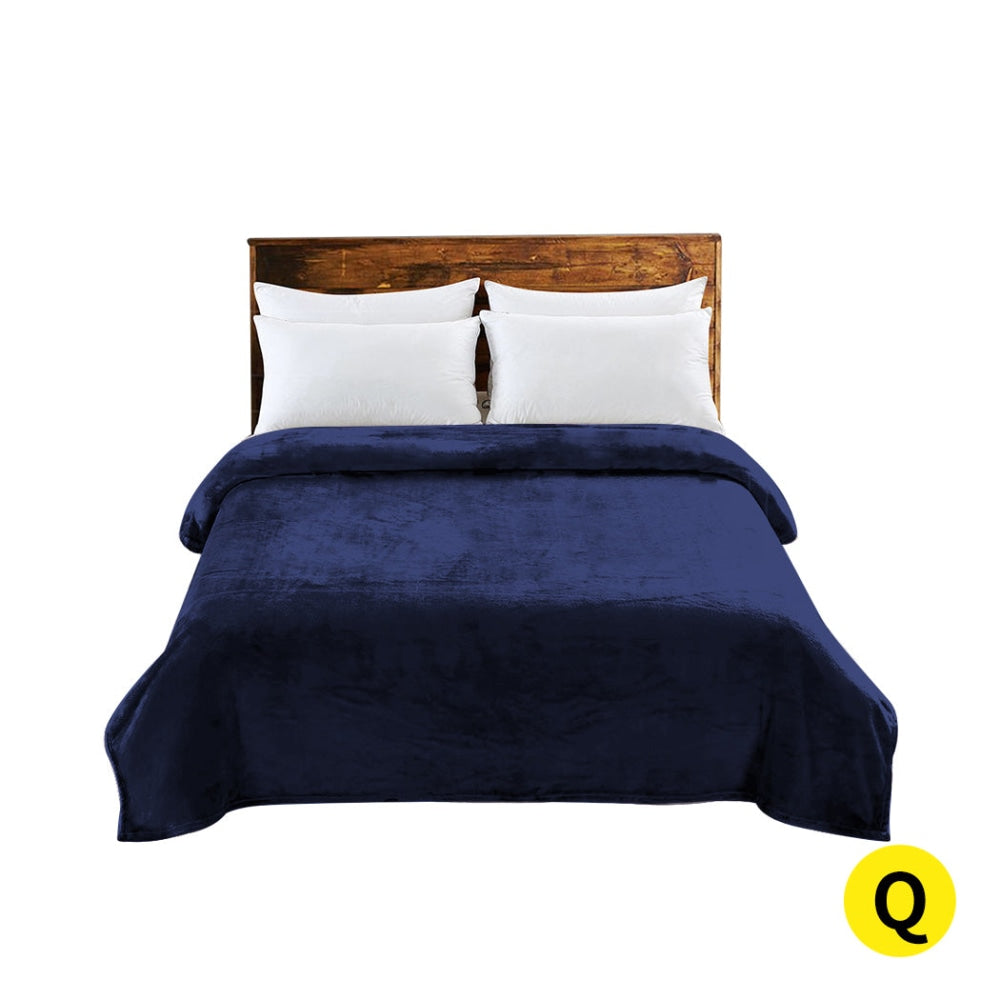 DreamZ 320GSM 220x240cm Ultra Soft Mink Blanket Warm Throw in Navy Colour Fast shipping On sale