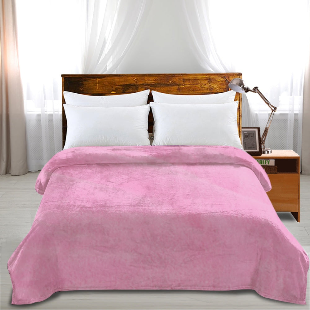 DreamZ 320GSM 220x240cm Ultra Soft Mink Blanket Warm Throw in Pink Colour Fast shipping On sale