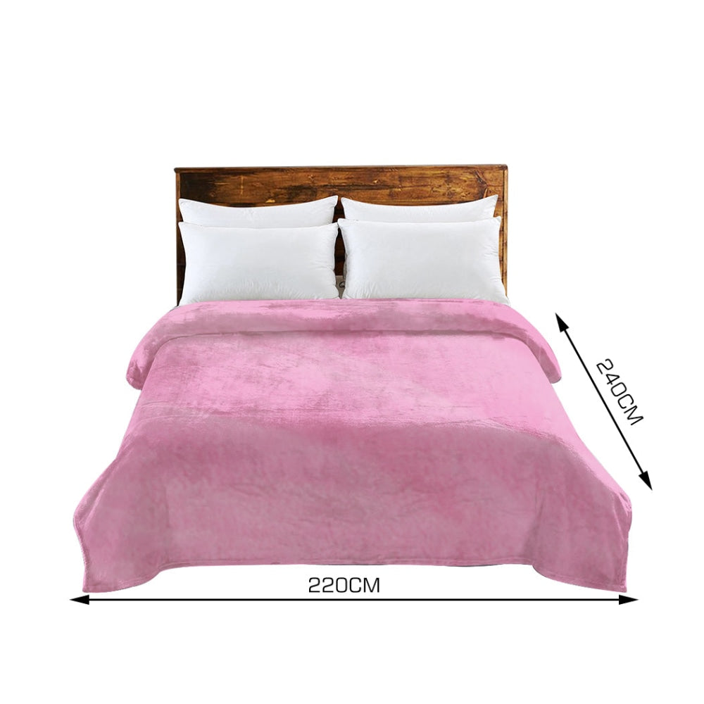 DreamZ 320GSM 220x240cm Ultra Soft Mink Blanket Warm Throw in Pink Colour Fast shipping On sale