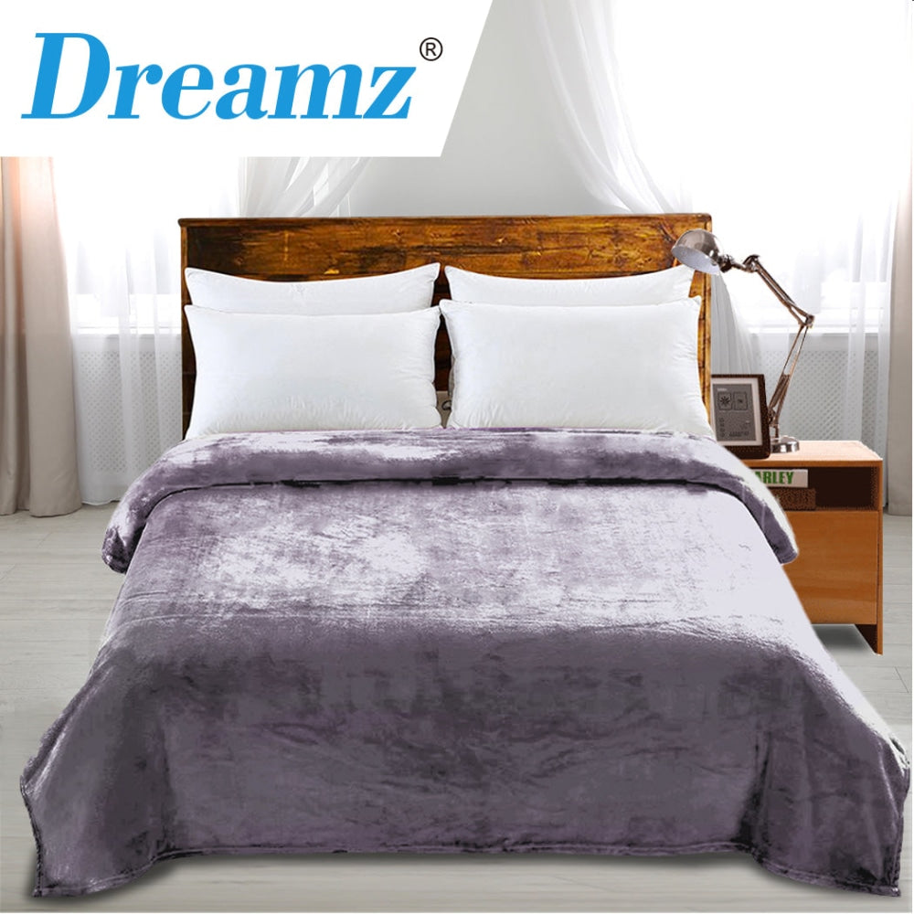DreamZ 320GSM 220x240cm Ultra Soft Mink Blanket Warm Throw in Silver Colour Fast shipping On sale
