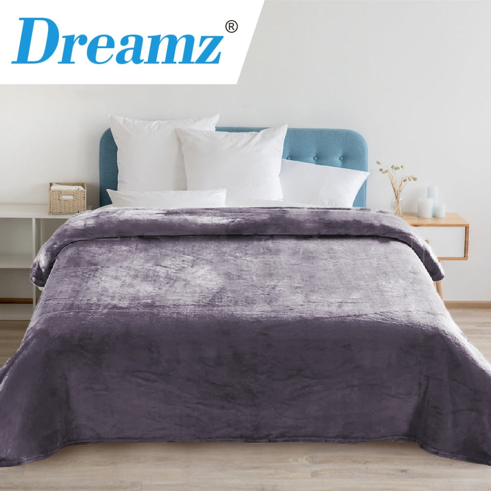DreamZ 320GSM 220x240cm Ultra Soft Mink Blanket Warm Throw in Silver Colour Fast shipping On sale