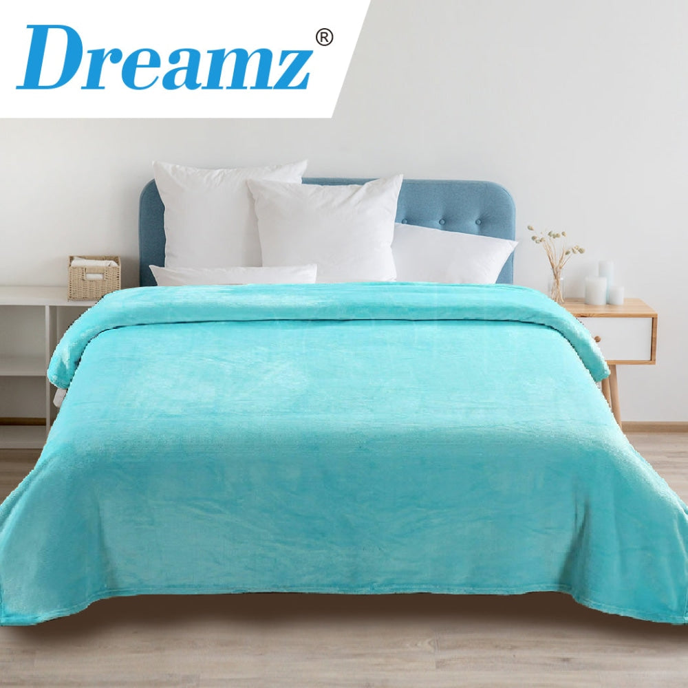 DreamZ 320GSM 220x240cm Ultra Soft Mink Blanket Warm Throw in Teal Colour Fast shipping On sale