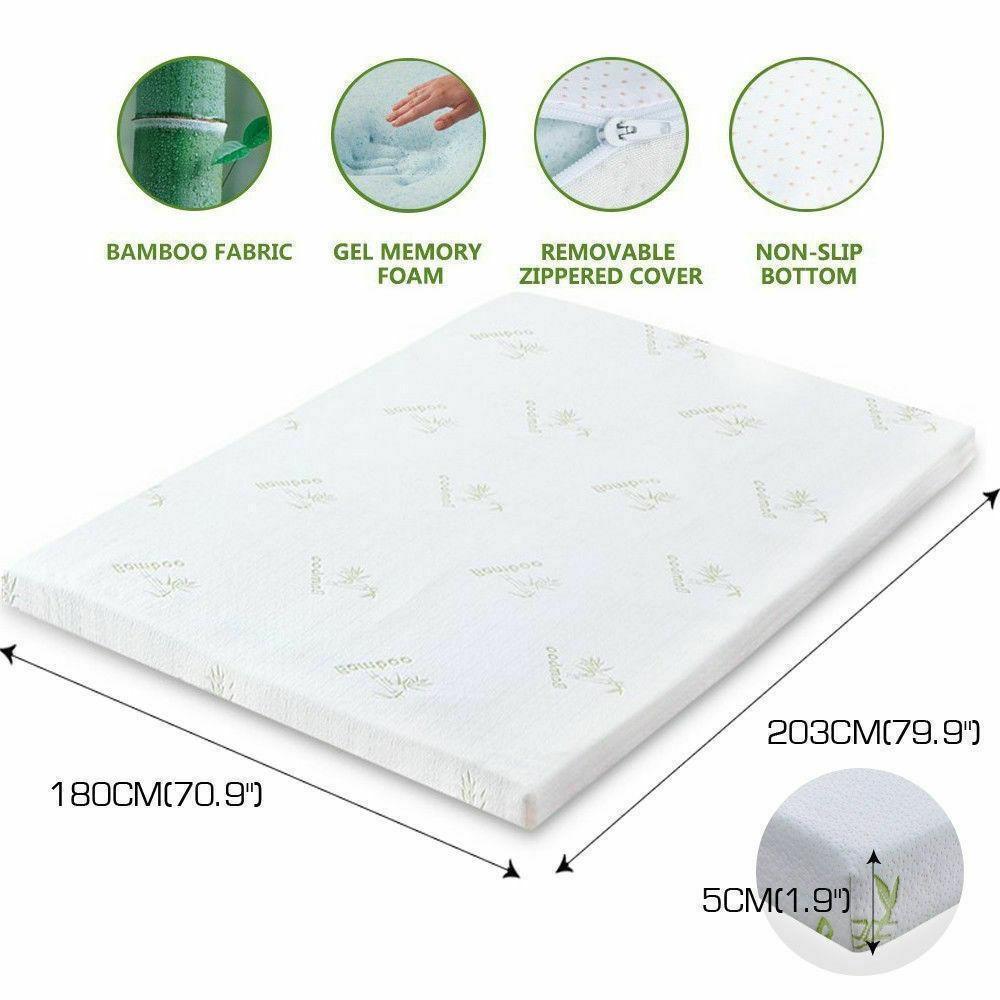 DreamZ 5cm Thickness Cool Gel Memory Foam Mattress Topper Bamboo Fabric King Fast shipping On sale