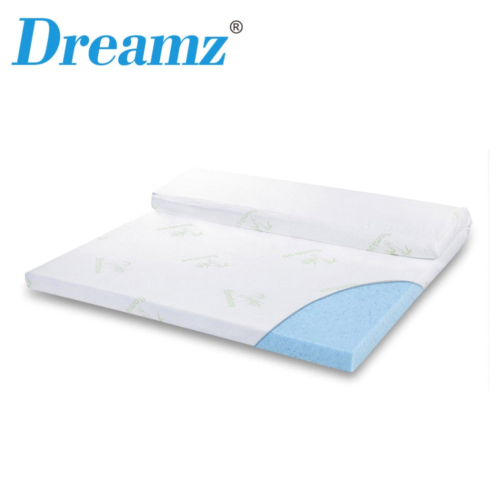 DreamZ 5cm Thickness Cool Gel Memory Foam Mattress Topper Bamboo Fabric Single Fast shipping On sale