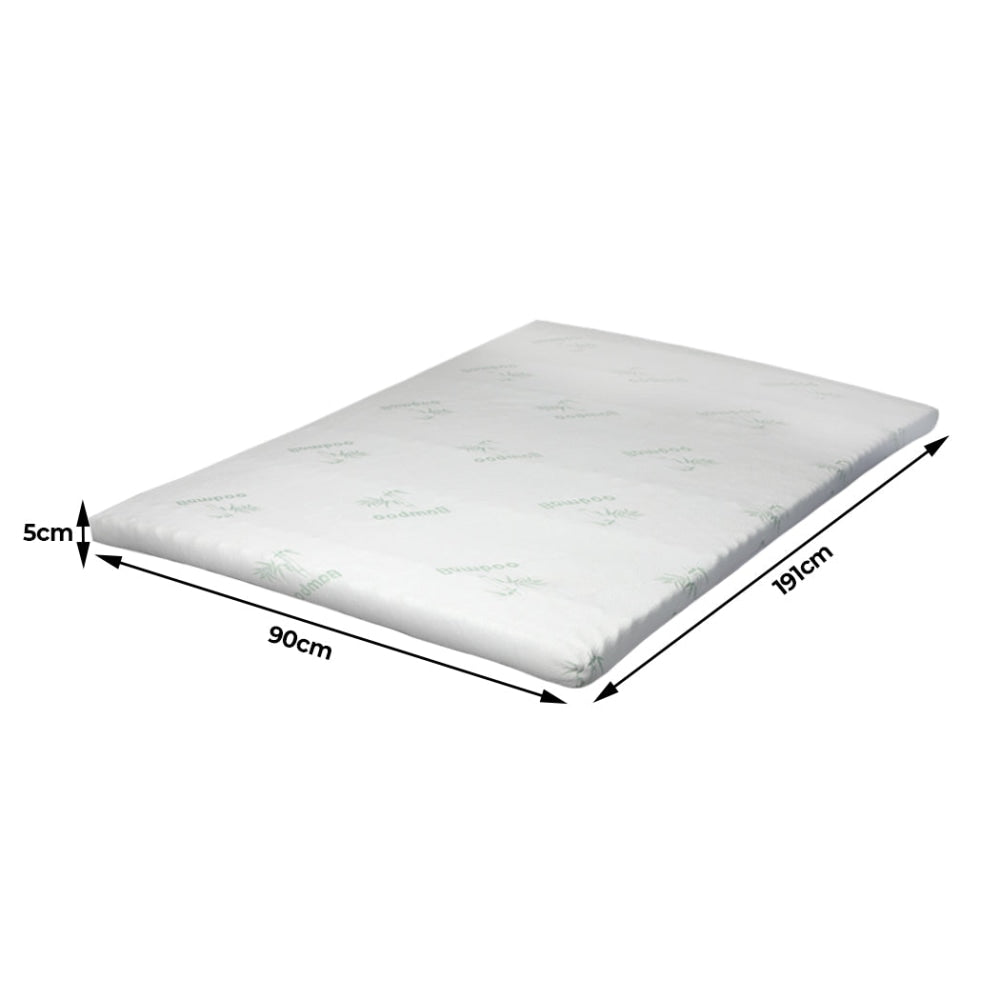 Dreamz 7-Zone Cool Gel Memory Foam Bamboo Removable Cover 5CM Single Mattress Fast shipping On sale