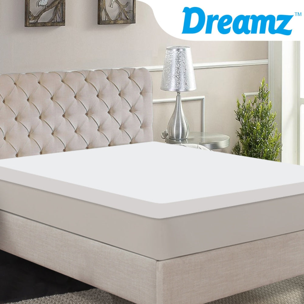 DreamZ 7cm Memory Foam Bed Mattress Topper Polyester Underlay Cover King Single Fast shipping On sale