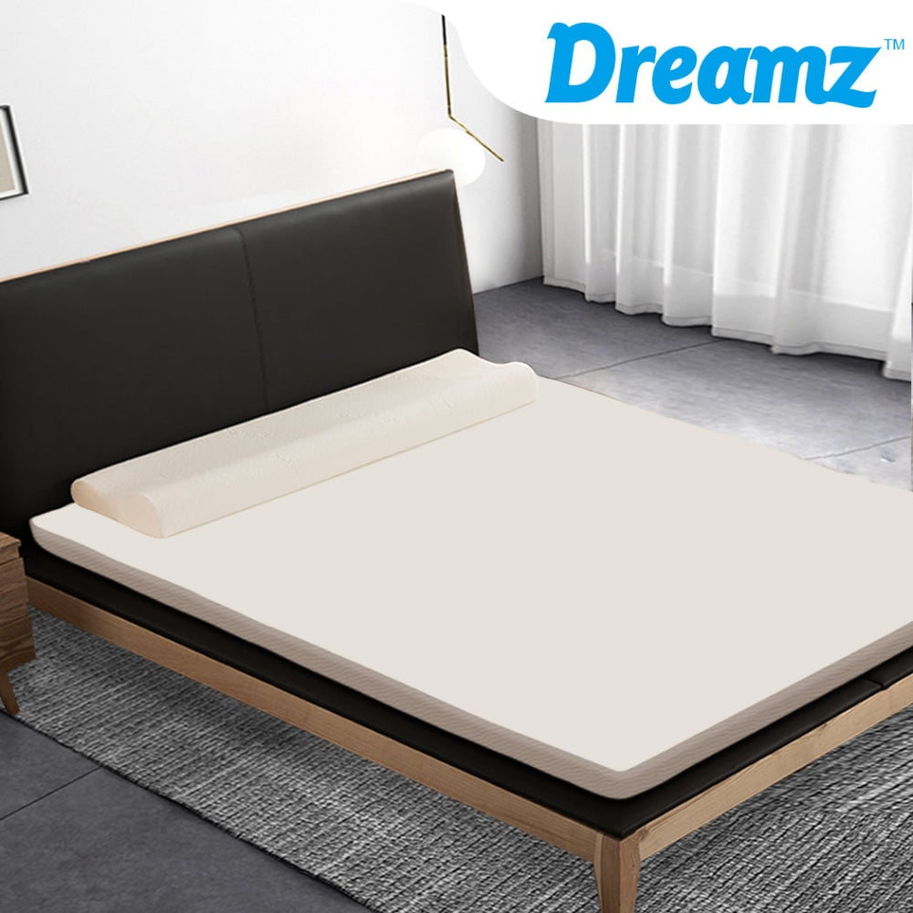 DreamZ 7cm Memory Foam Bed Mattress Topper Polyester Underlay Cover Queen Fast shipping On sale