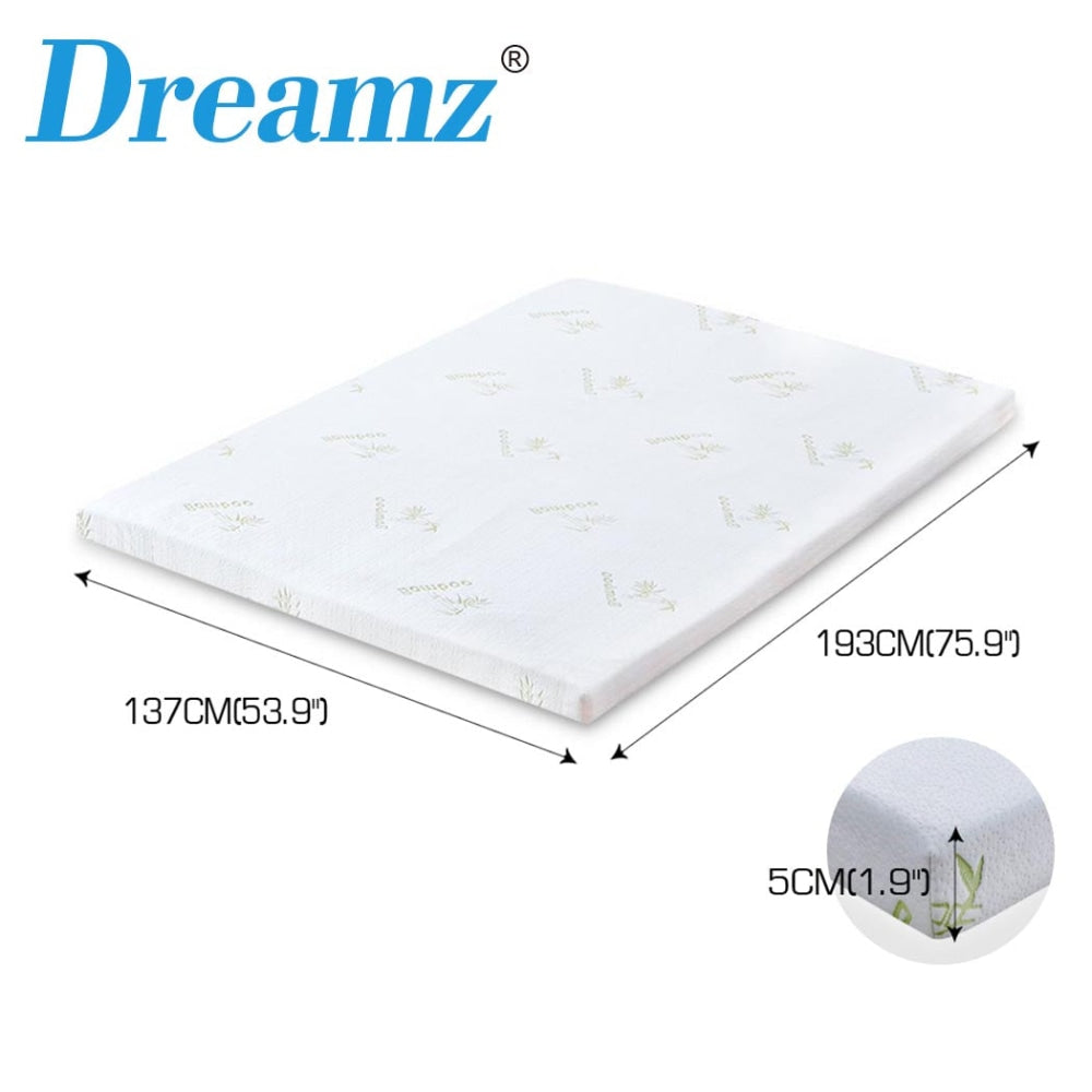 DreamZ 8cm Thickness Cool Gel Memory Foam Mattress Topper Bamboo Fabric Single Fast shipping On sale