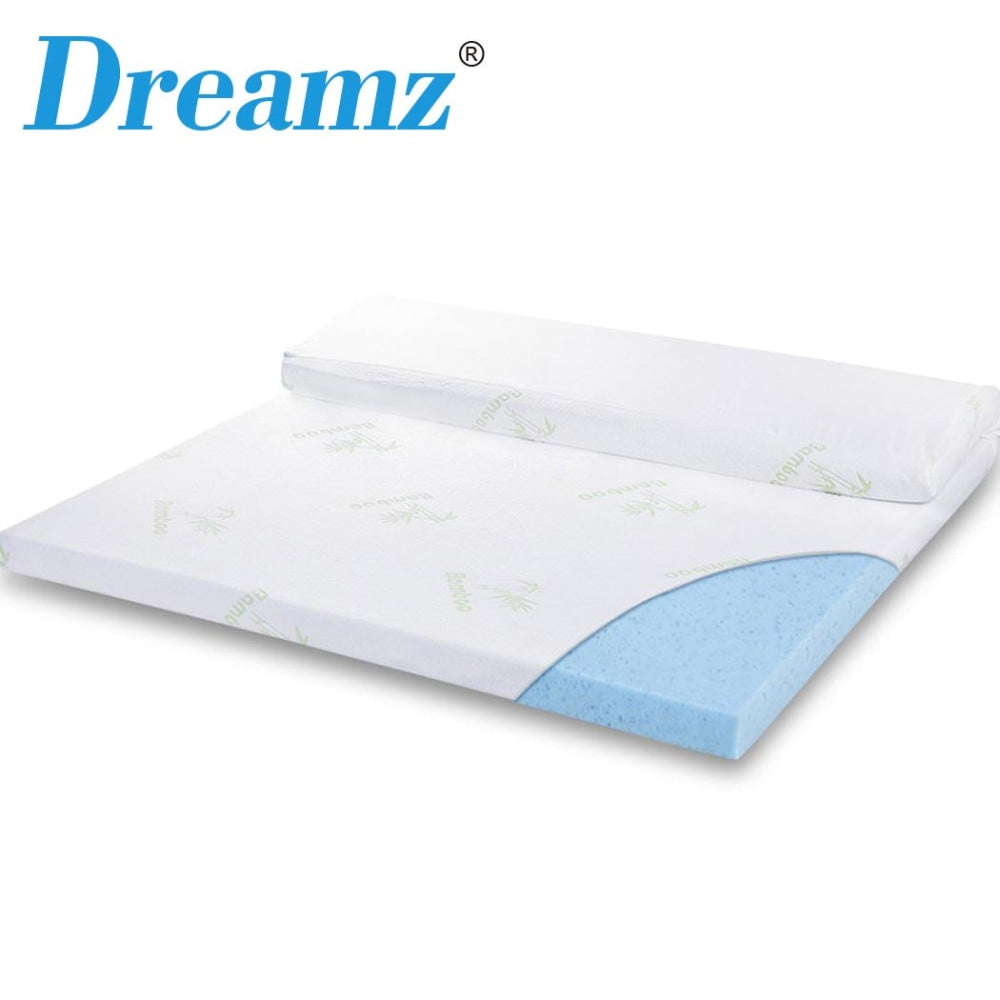 DreamZ 8cm Thickness Cool Gel Memory Foam Mattress Topper Bamboo Fabric Single Fast shipping On sale