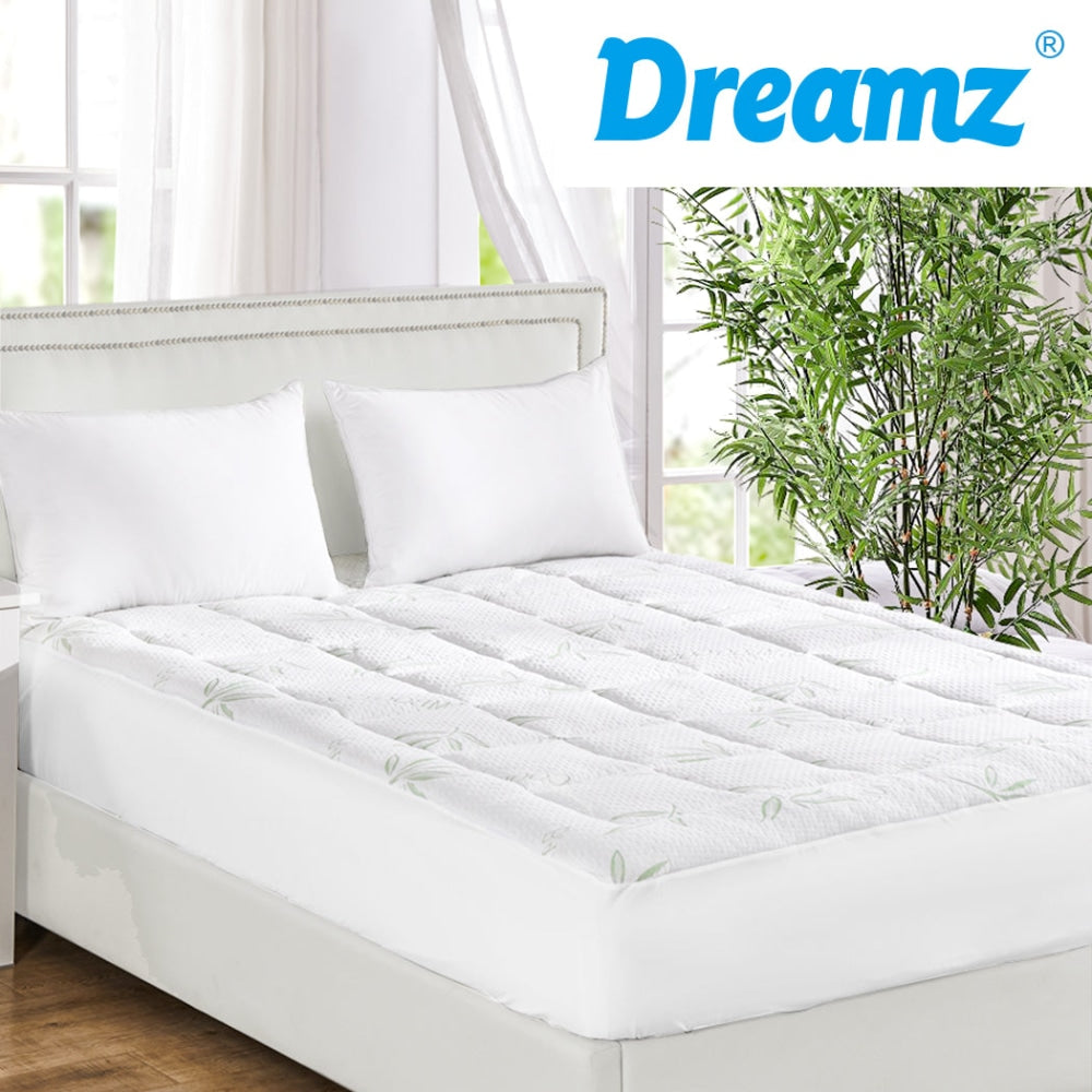 Dreamz Bamboo Pillowtop Mattress Topper Protector Waterproof Cool Cover Double Fast shipping On sale