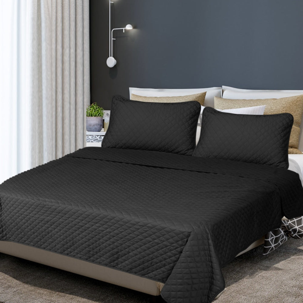 DreamZ Bedspread Coverlet Set Quilted Comforter Soft Pillowcases King Dark Grey Quilt Cover Fast shipping On sale