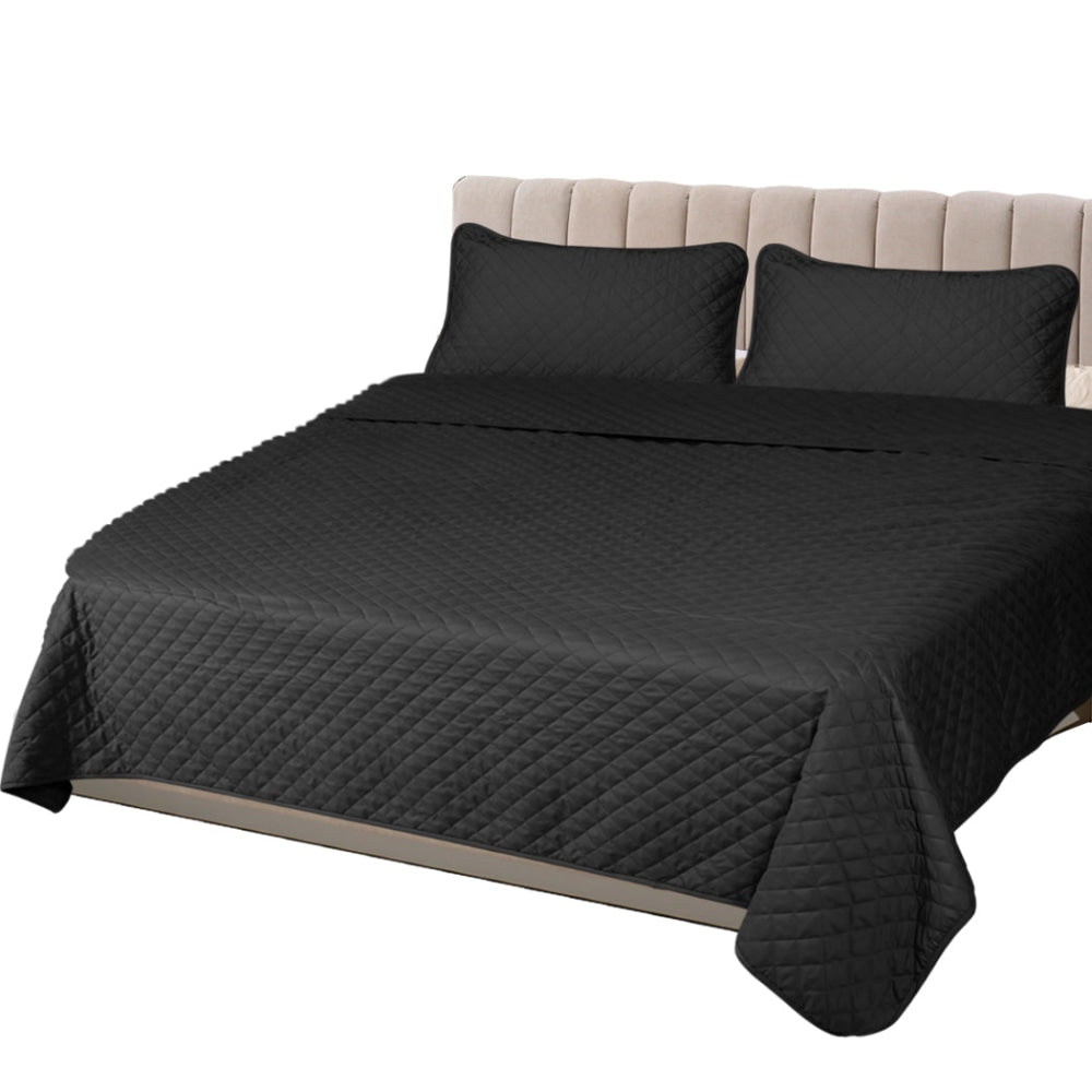 DreamZ Bedspread Coverlet Set Quilted Comforter Soft Pillowcases King Dark Grey Quilt Cover Fast shipping On sale