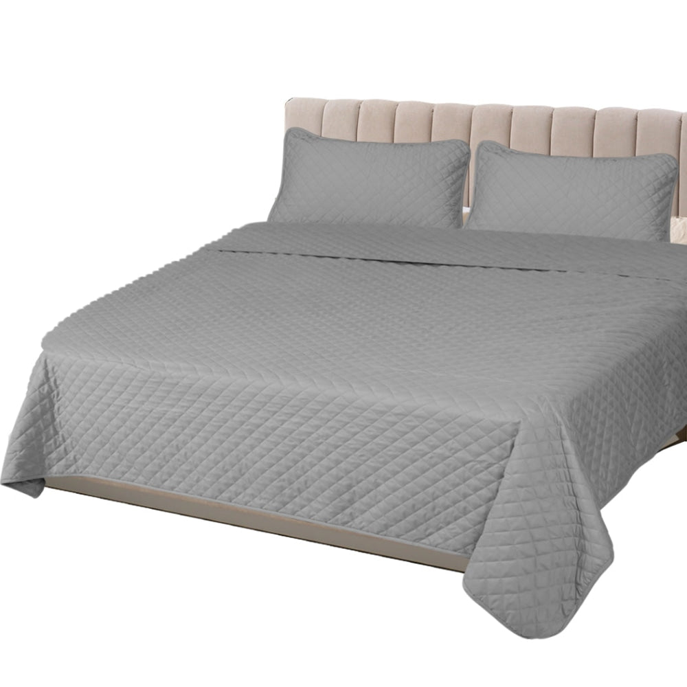 DreamZ Bedspread Coverlet Set Quilted Comforter Soft Pillowcases King Grey Quilt Cover Fast shipping On sale