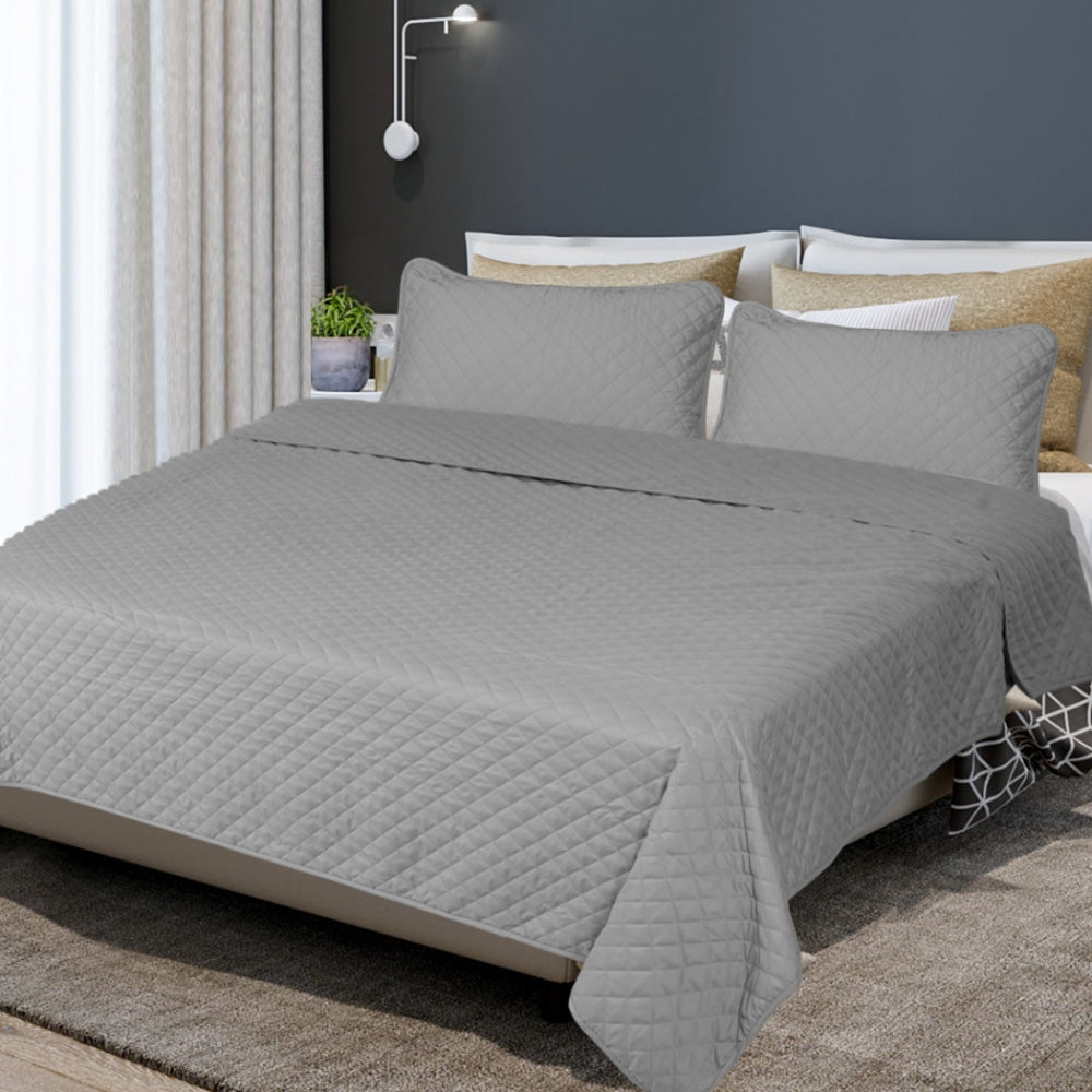 DreamZ Bedspread Coverlet Set Quilted Comforter Soft Pillowcases King Grey Quilt Cover Fast shipping On sale