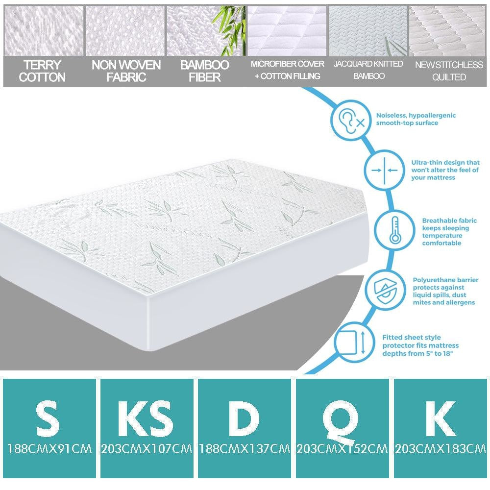 DreamZ Fitted Waterproof Mattress Protector with Bamboo Fibre Cover King Single Fast shipping On sale