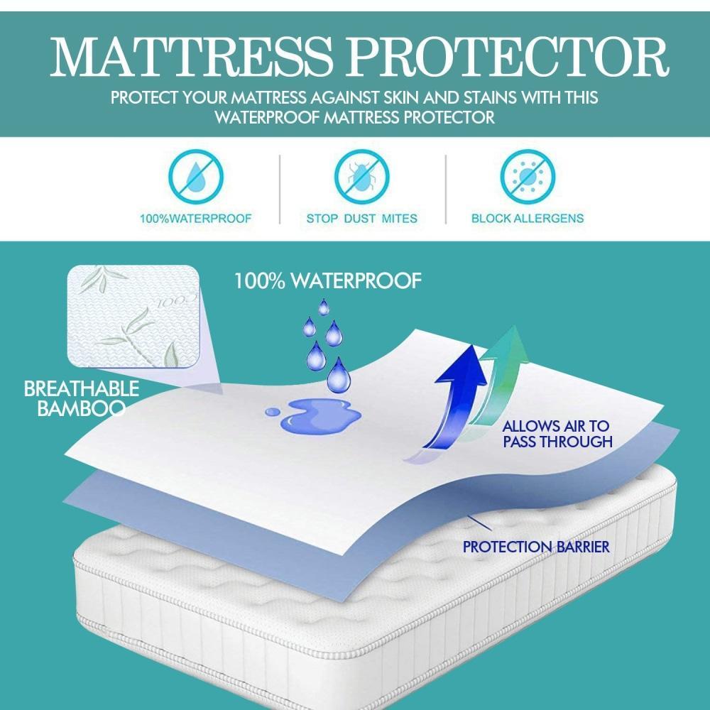 DreamZ Fitted Waterproof Mattress Protector with Bamboo Fibre Cover Queen Size Fast shipping On sale