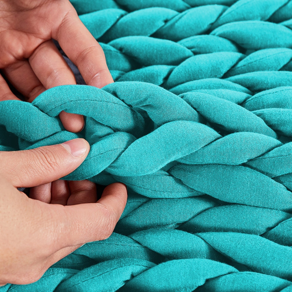 Dreamz Knitted Weighted Blanket Chunky Bulky Knit Throw 3KG Blue Green Fast shipping On sale