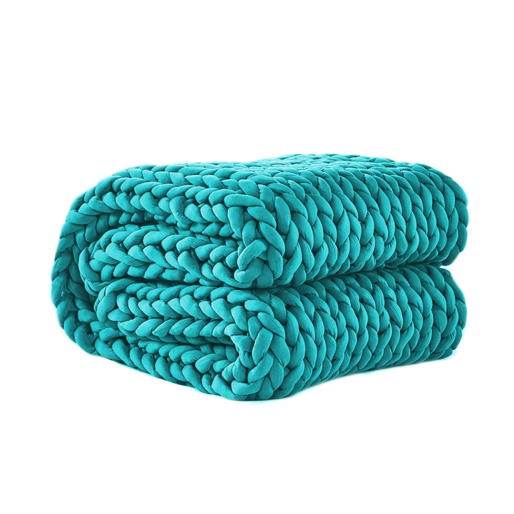 Dreamz Knitted Weighted Blanket Chunky Bulky Knit Throw 3KG Blue Green Fast shipping On sale