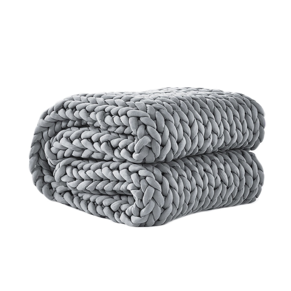 Dreamz Knitted Weighted Blanket Chunky Bulky Knit Throw 3KG Grey Fast shipping On sale
