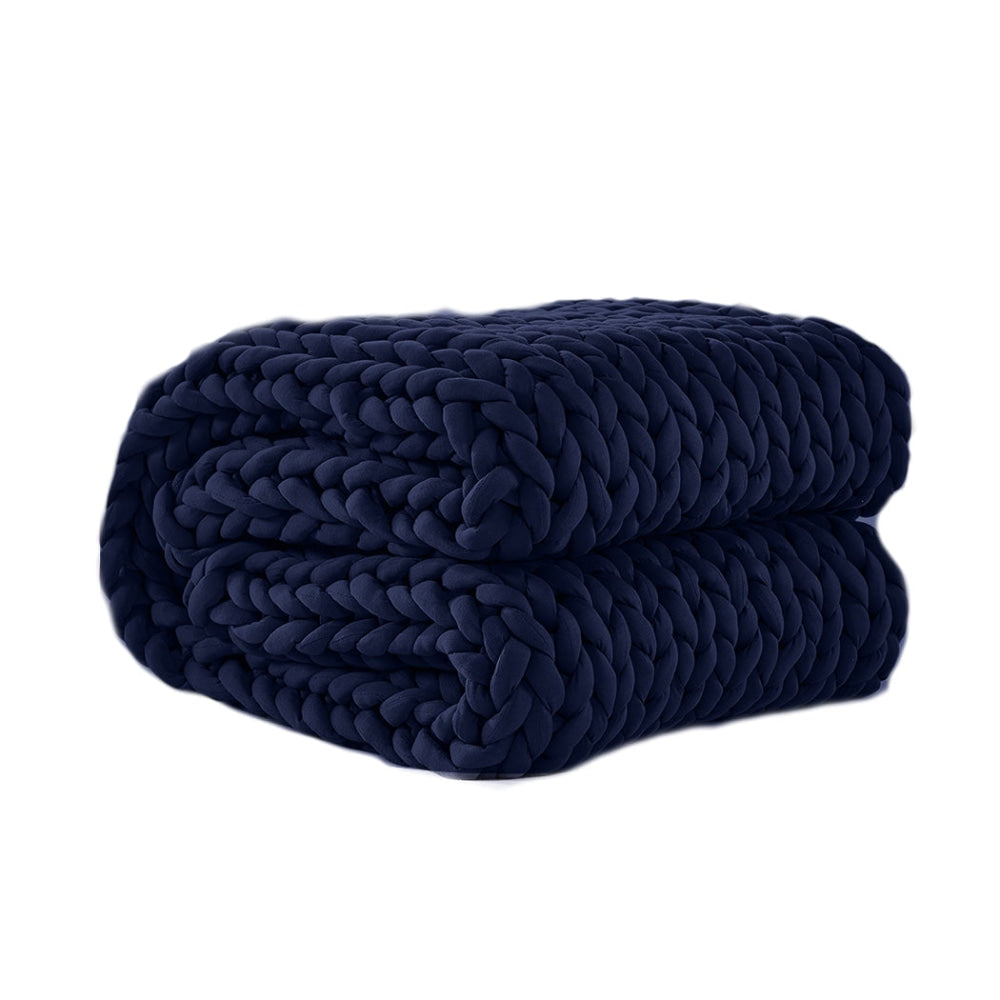 Dreamz Knitted Weighted Blanket Chunky Bulky Knit Throw 3KG Navy Blue Fast shipping On sale