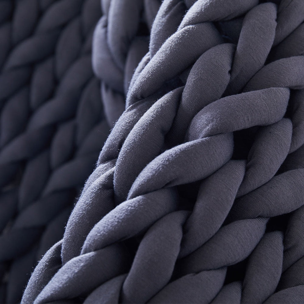 DreamZ Knitted Weighted Blanket Chunky Bulky Knit Throw 6.5KG Dark Grey Fast shipping On sale