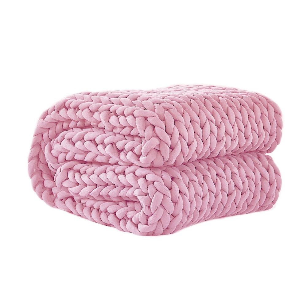 DreamZ Knitted Weighted Blanket Chunky Bulky Knit Throw 6.5KG Pink Fast shipping On sale