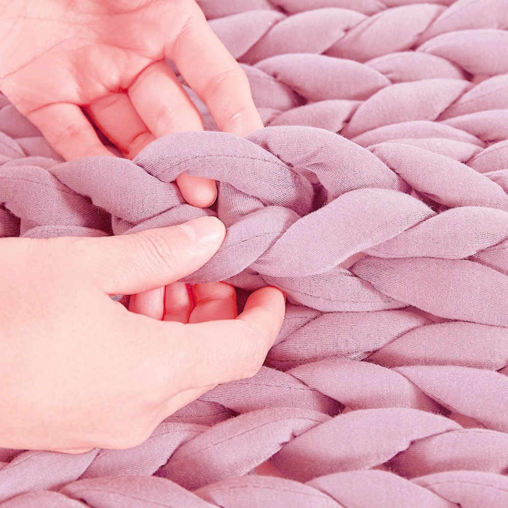 DreamZ Knitted Weighted Blanket Chunky Bulky Knit Throw 9KG Pink Fast shipping On sale