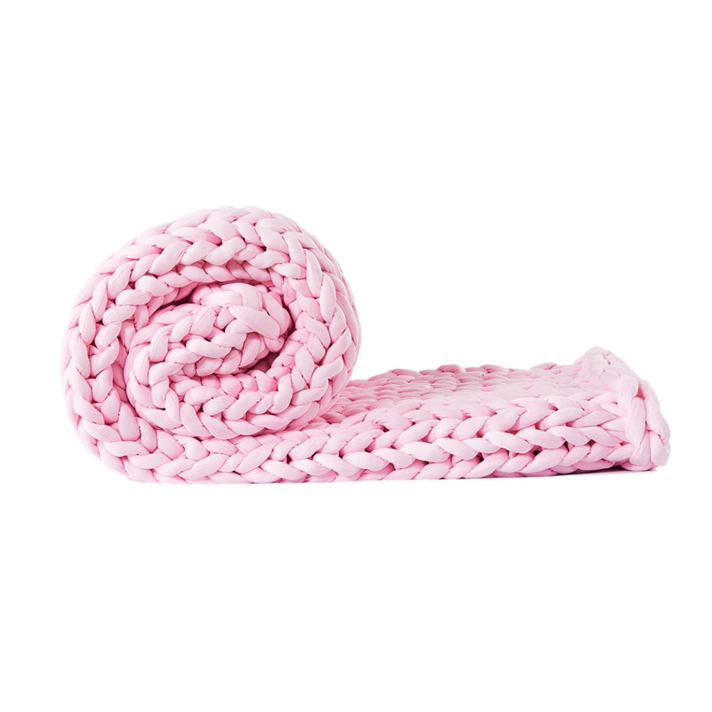 DreamZ Knitted Weighted Blanket Chunky Bulky Knit Throw 9KG Pink Fast shipping On sale