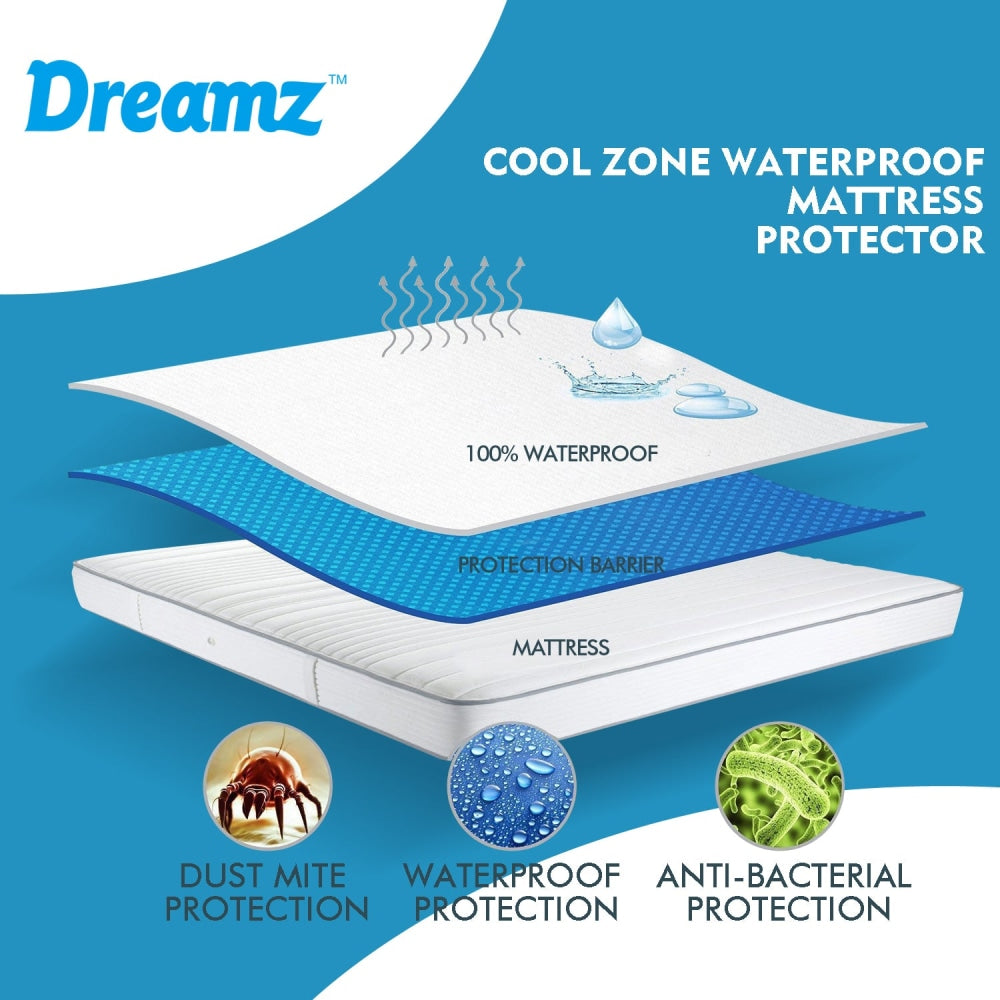 DreamZ Mattress Protector Topper Polyester Cool Cover Waterproof King Single Fast shipping On sale