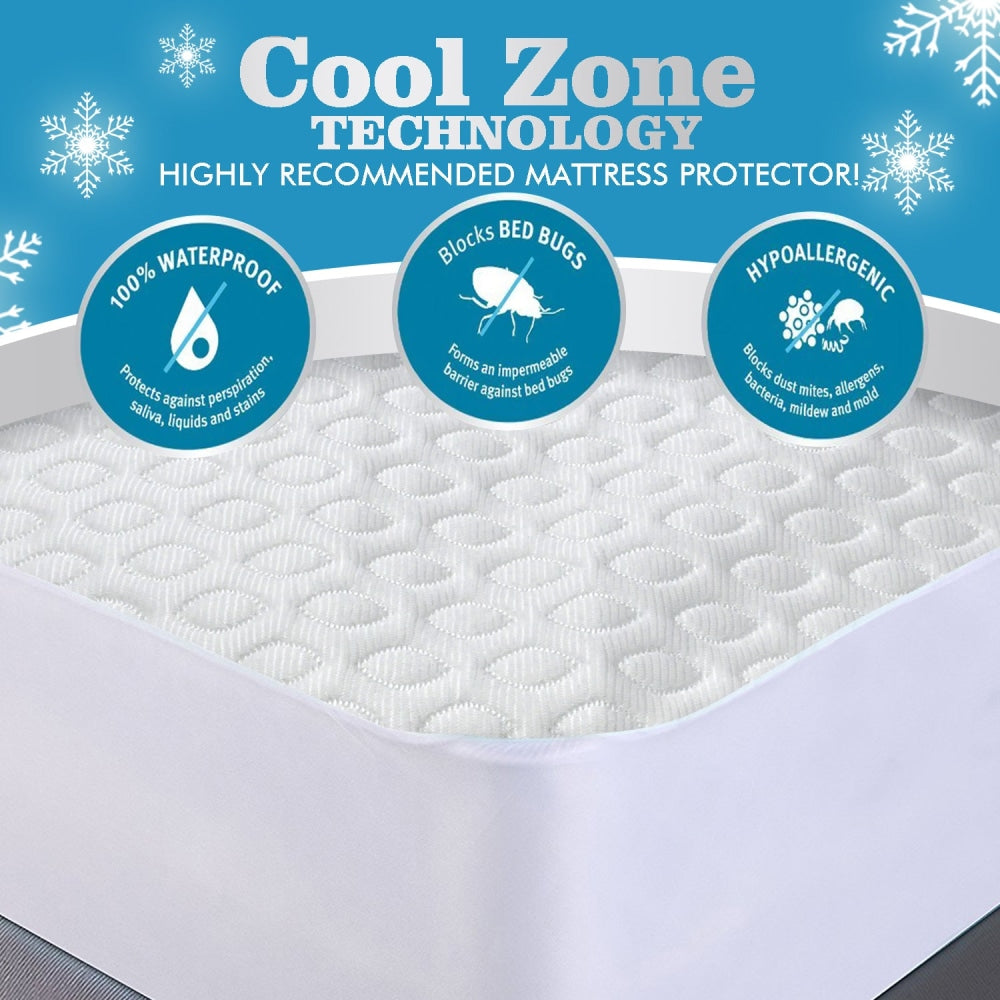 DreamZ Mattress Protector Topper Polyester Cool Fitted Cover Waterproof Double Fast shipping On sale