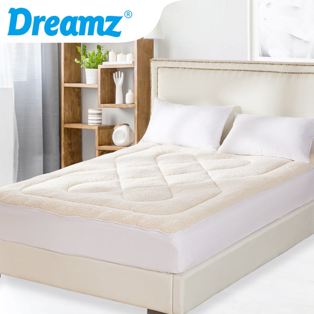 Dreamz Mattress Topper 100% Wool Underlay Reversible Mat Pad Protector Double Fast shipping On sale