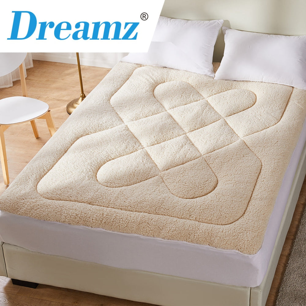 Dreamz Mattress Topper 100% Wool Underlay Reversible Mat Pad Protector Double Fast shipping On sale