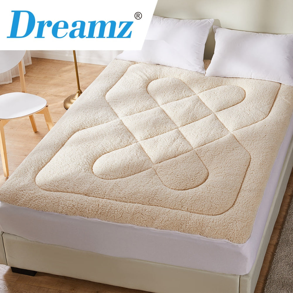 Dreamz Mattress Topper 100% Wool Underlay Reversible Mat Pad Protector King Fast shipping On sale