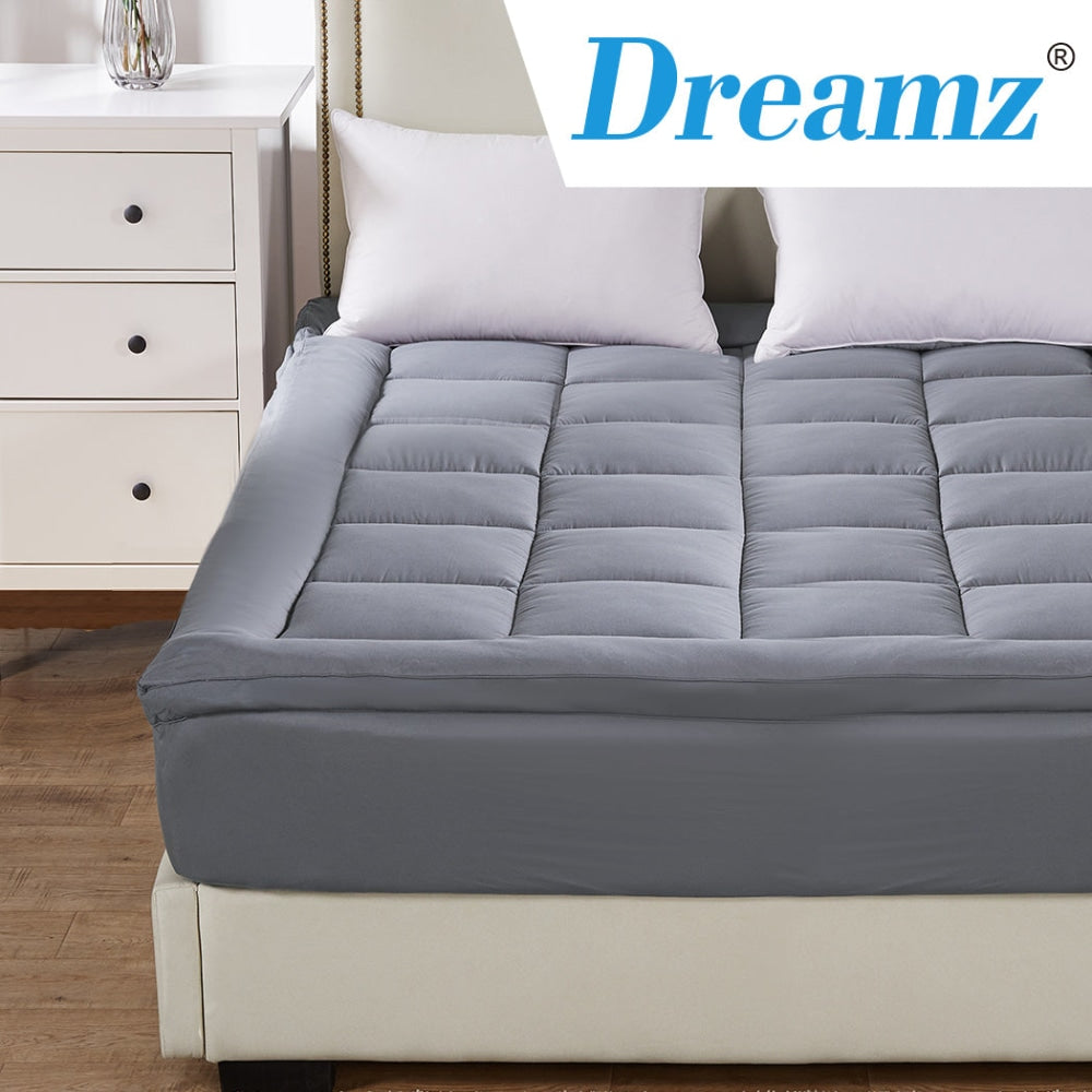 Dreamz Mattress Topper Bamboo Fibre Luxury Pillowtop Mat Protector Cover Double Fast shipping On sale