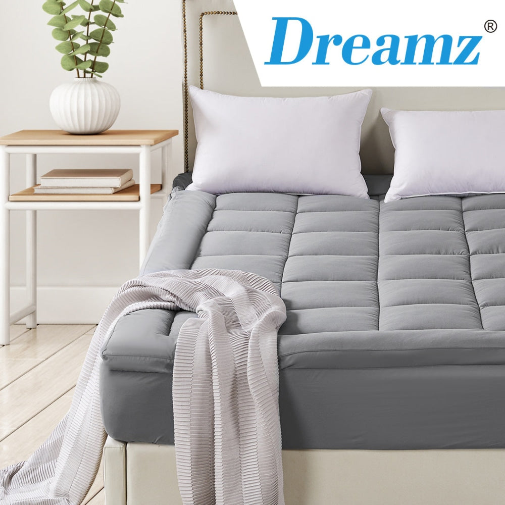 Dreamz Mattress Topper Bamboo Fibre Luxury Pillowtop Mat Protector Cover King Fast shipping On sale