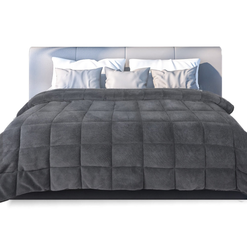 DreamZ Quilt Doona Comforter Blanket Velvet Winter Warm King Bedding Grey 500GSM Fast shipping On sale
