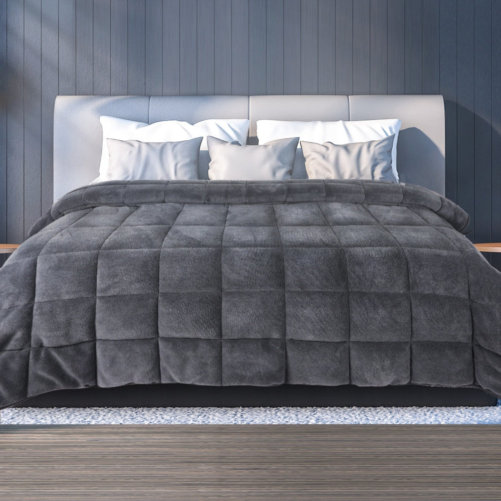 DreamZ Quilt Doona Comforter Blanket Velvet Winter Warm Queen Bedding Grey Fast shipping On sale