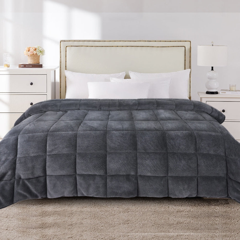 DreamZ Quilt Doona Comforter Blanket Velvet Winter Warm Queen Bedding Grey Fast shipping On sale