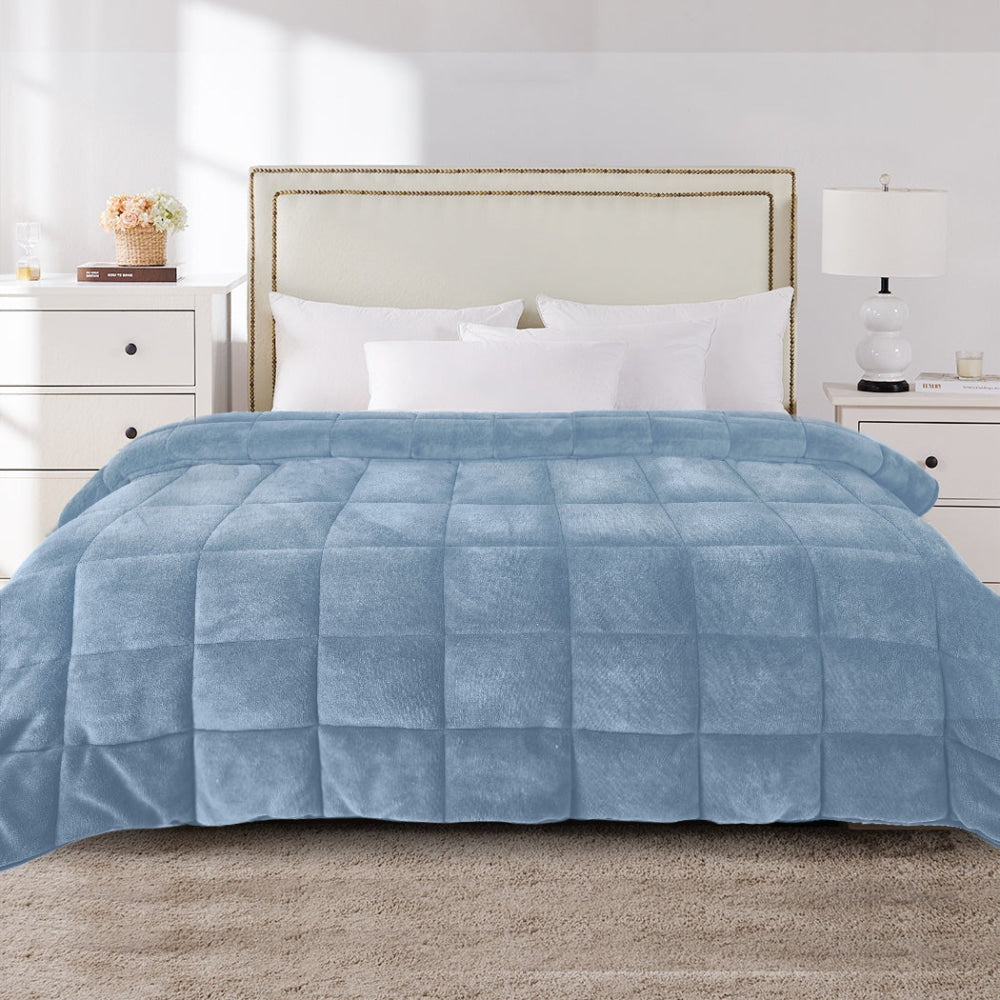 DreamZ Quilt Doona Comforter Blanket Velvet Winter Warm Super King Bedding Blue Fast shipping On sale