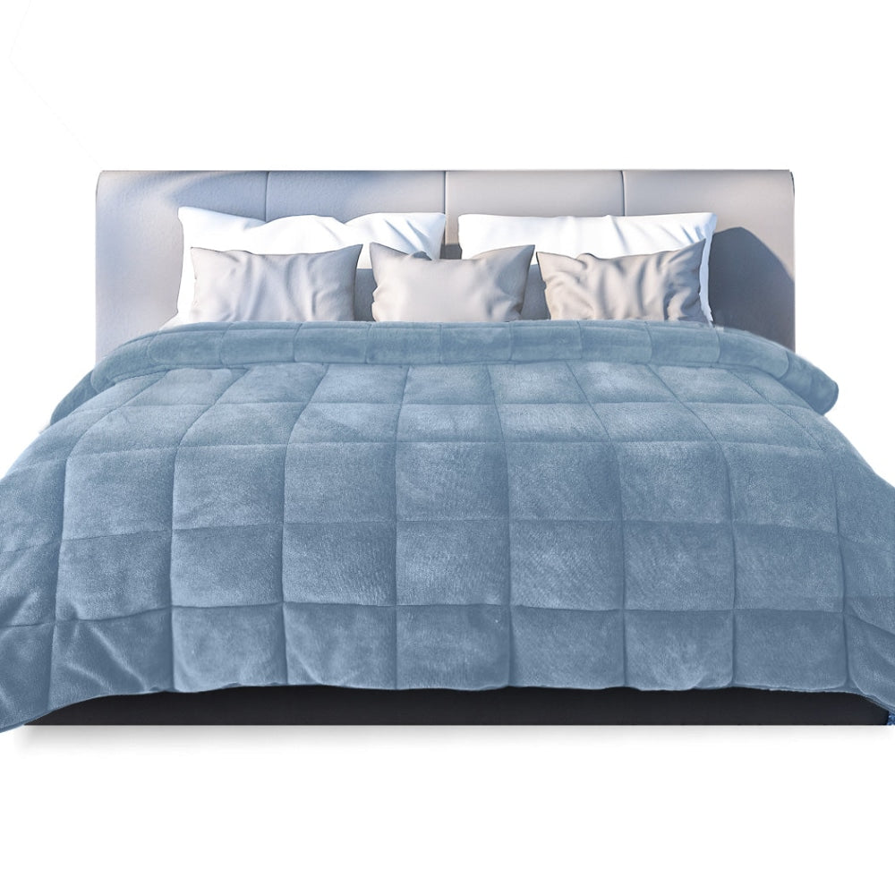 DreamZ Quilt Doona Comforter Blanket Velvet Winter Warm Super King Bedding Blue Fast shipping On sale