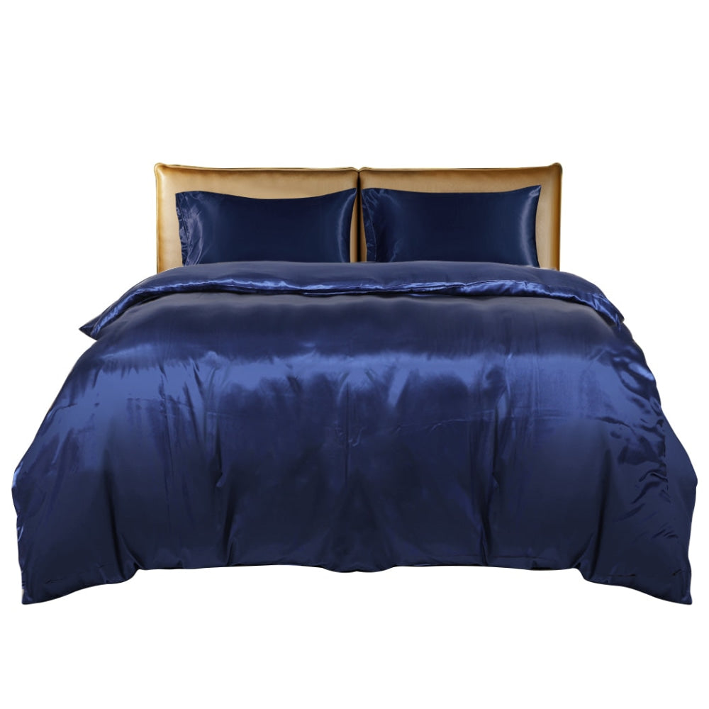 DreamZ Silky Satin Quilt Cover Set Bedspread Pillowcases Summer Double Blue Fast shipping On sale