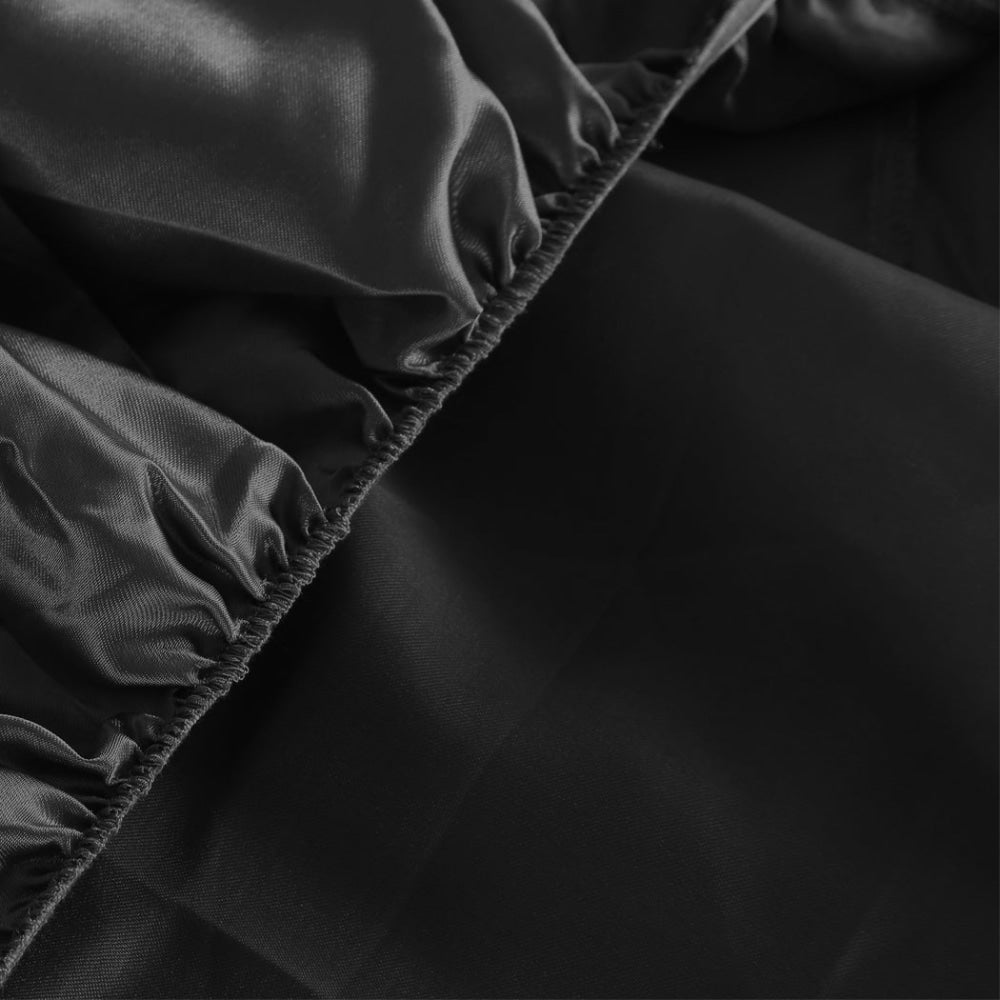 DreamZ Silky Satin Sheets Fitted Flat Bed Sheet Pillowcases Summer King Black Fast shipping On sale