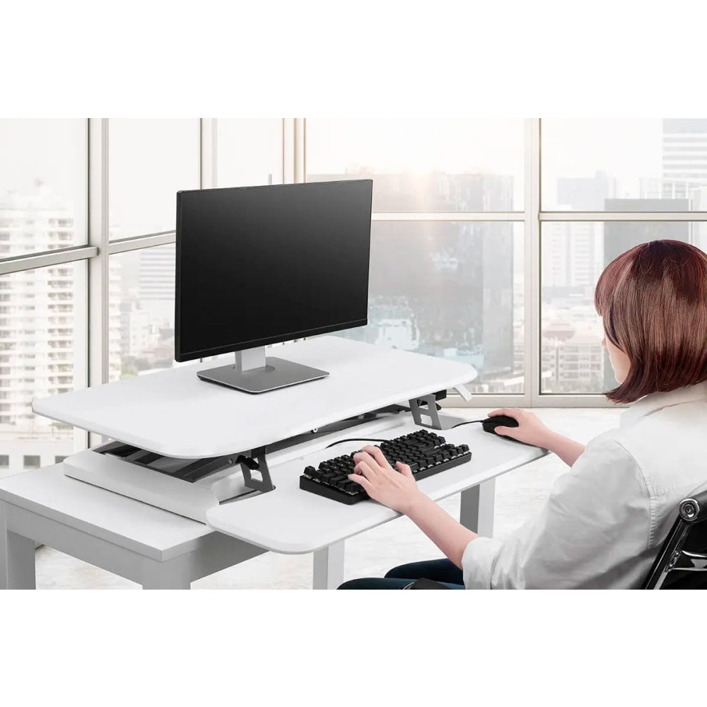 DuoPro Height Adjustable Sit Stand Computer Work Task Study Office Desk Riser - White Large / Fast shipping On sale