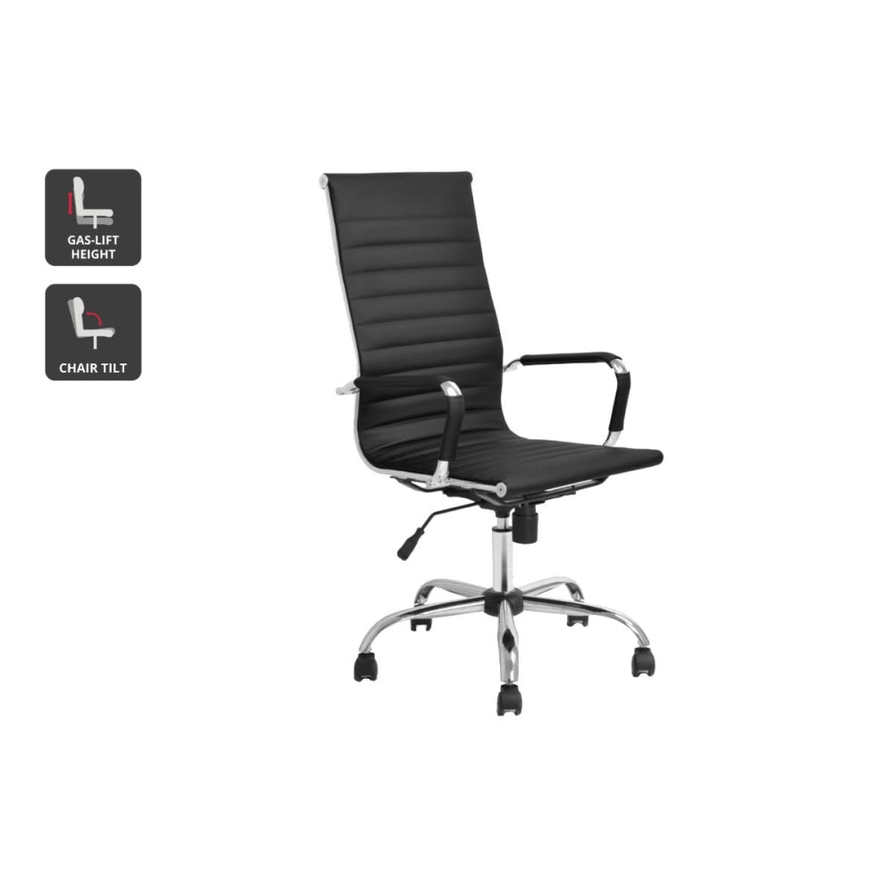 Eames High Back Ribbed Office Computer Work Task Chair Replica - Black Fast shipping On sale