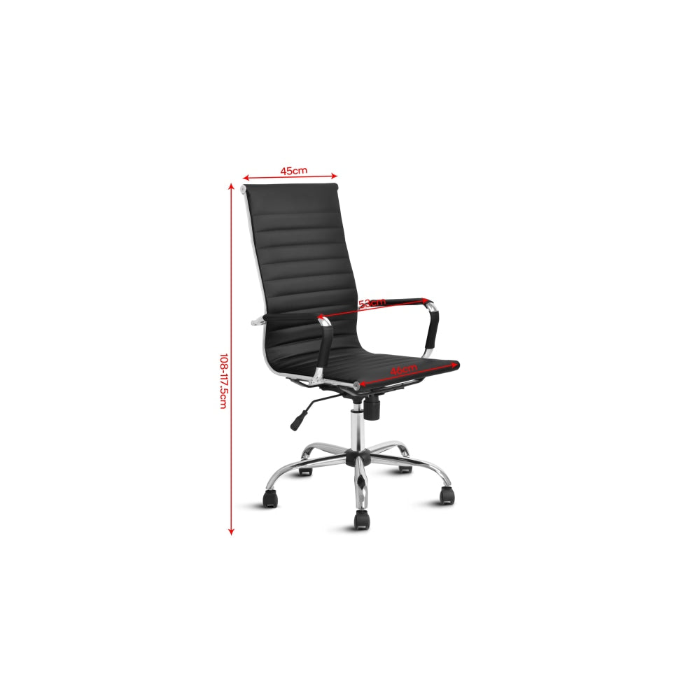 Eames High Back Ribbed Office Computer Work Task Chair Replica - Black Fast shipping On sale
