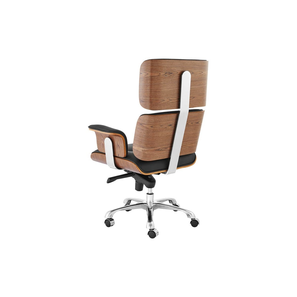 Eames Replica Executive Office Computer Work Task Chair - Walnut/ Black Leather Fast shipping On sale