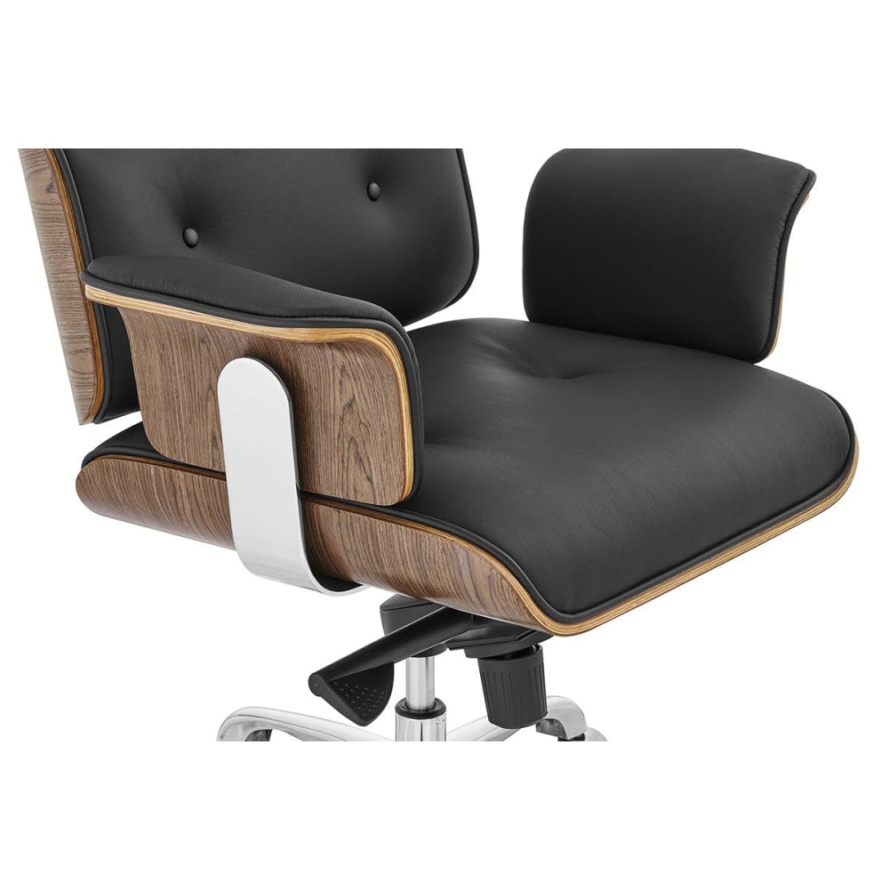 Eames Replica Executive Office Computer Work Task Chair - Walnut/ Black Leather Fast shipping On sale