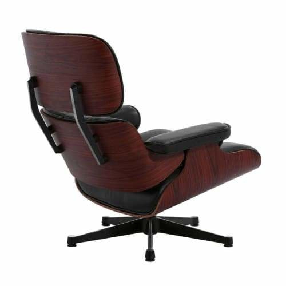Eames Replica Lounge Chair & Ottoman - 4 - Star - Premium Leather - Black Armchair Fast shipping On sale